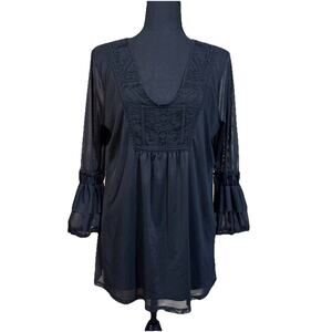 Verve Ami Embroidered Tunic Black Size XL Whimsigoth Dark Romantic Fairy Grunge